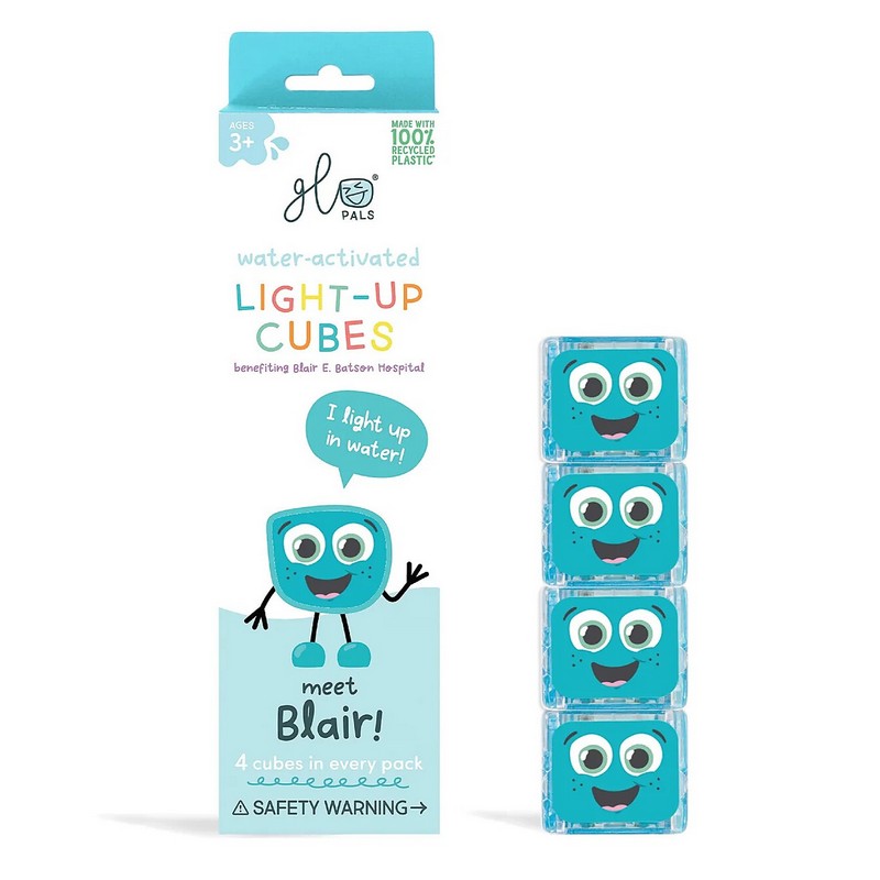 Set 4 cubi blu che si illuminano in acqua, un'originale idea regalo per bambini che renderà più piacevole il bagno