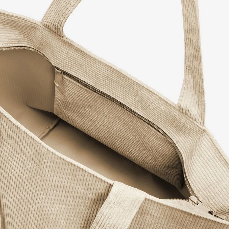 Borsa shopper M in velluto color savvua adatta a spesa, viaggi, escursioni e spiaggia, con chiusura a zip