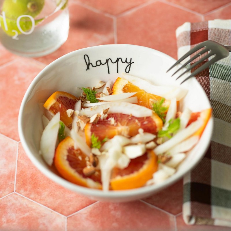 Set 2 coppette in ceramica bianca decorate con scritta 