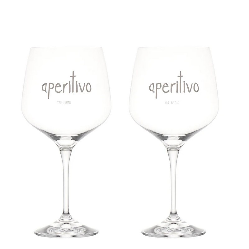 Set 2 calici in vetro decorati con scritta “Aperitivo” da 82 cl ciascuno, perfetto come idea regalo per amici