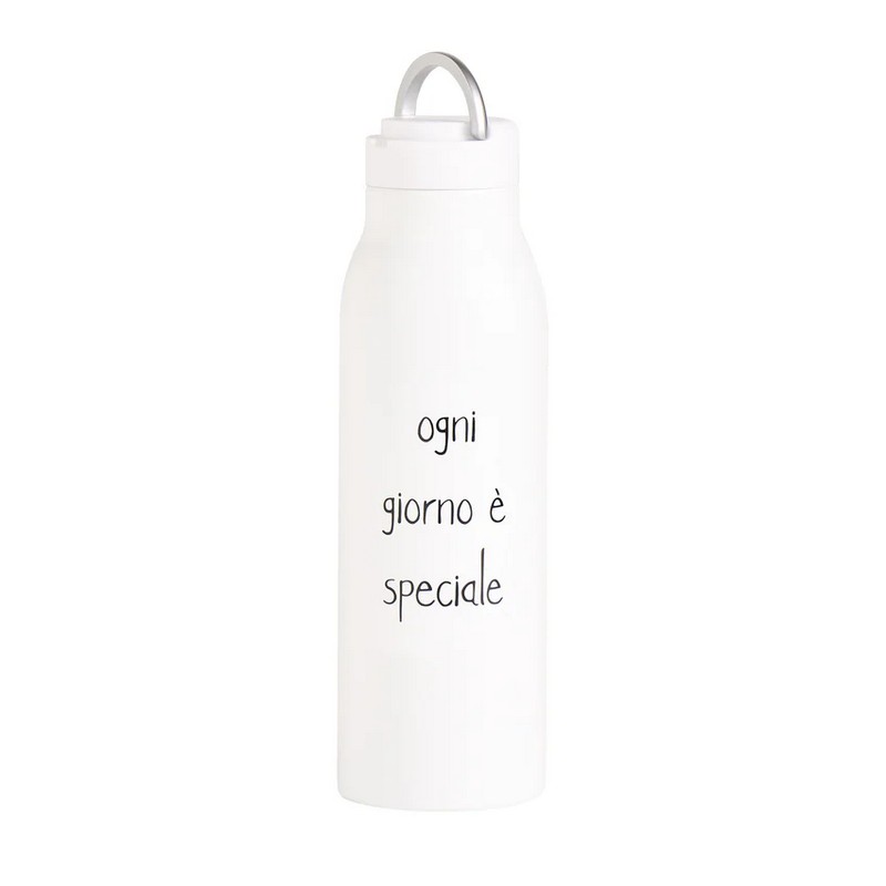 Borraccia termica bianca in acciaio da 500 ml con decoro “Ogni giorno è speciale
