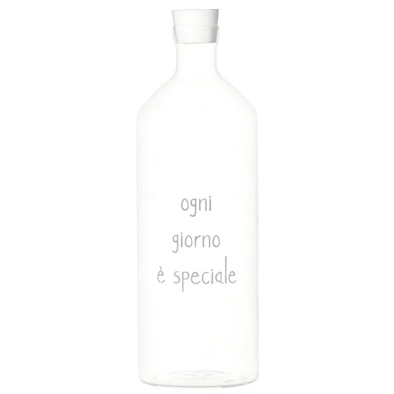 Bottiglia acqua in vetro borosilicato con decoro 