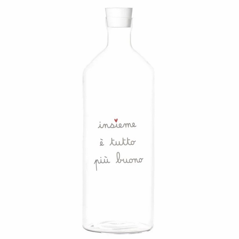 Bottiglia acqua in vetro borosilicato con decoro 