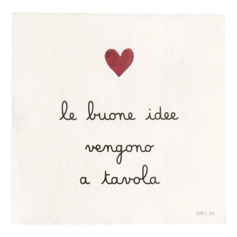 Set 20 tovaglioli di carta decorati con scritta “Le buone idee vengono a tavola”