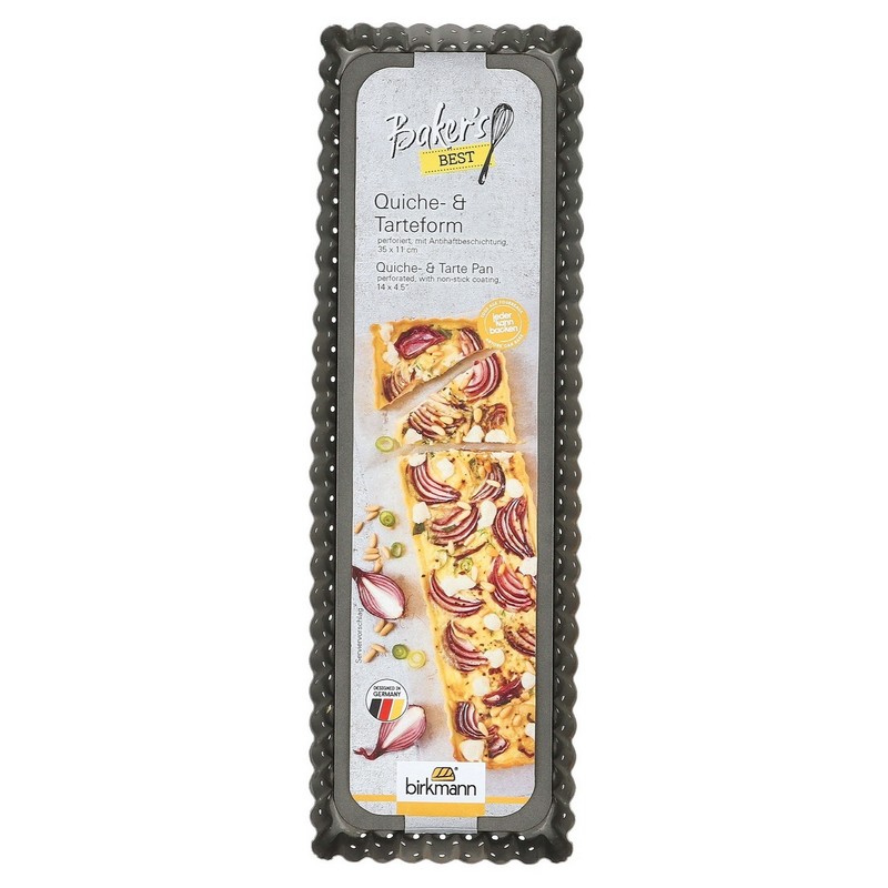 Teglia antiaderente per torte salate e crostate con fondo forato e removibile, dimensione 35 x 11 x 3 cm, perfetta idea regalo per appassionati di cucina