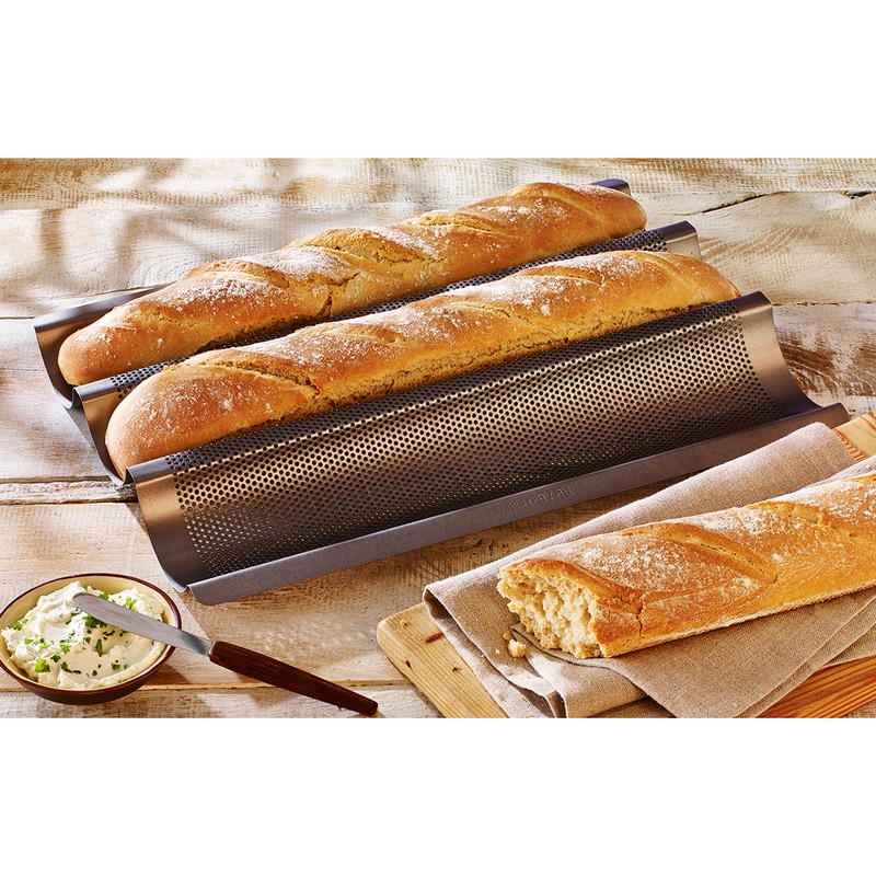 Teglia antiaderente forata per baguette, con ricettario incluso, perfetta idea regalo per appassionati di cucina