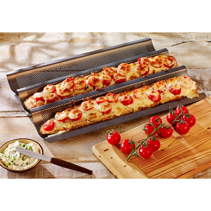 Teglia antiaderente forata per baguette, con ricettario incluso, perfetta idea regalo per appassionati di cucina