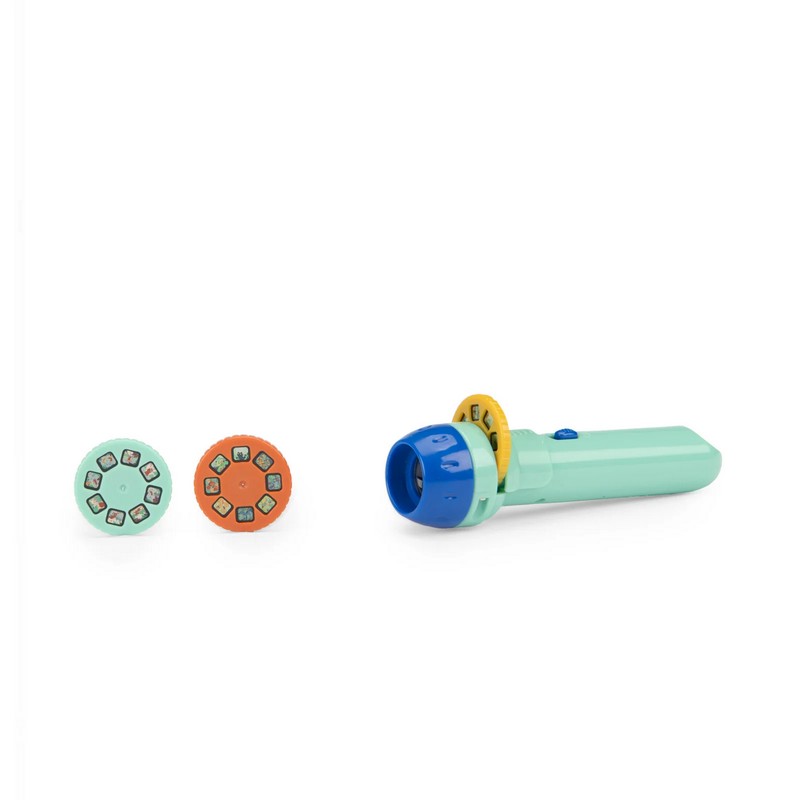 Torcia proietta storie con 3 dischi inclusi nella confezione per 3 storie diverse ambientate in una foresta, perfetta idea regalo per neonati e genitori