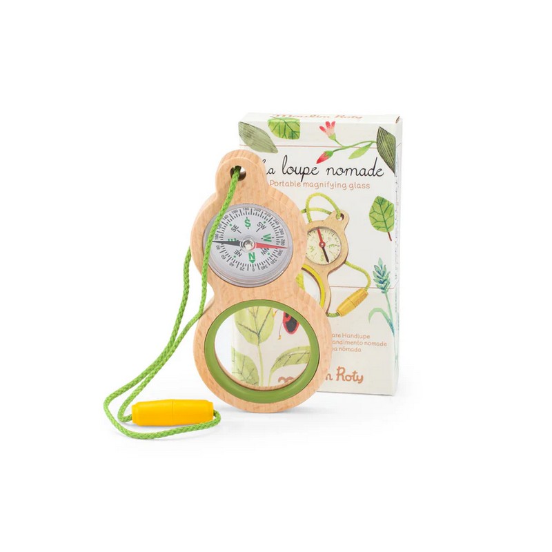 Lente di ingrandimento con bussola in legno