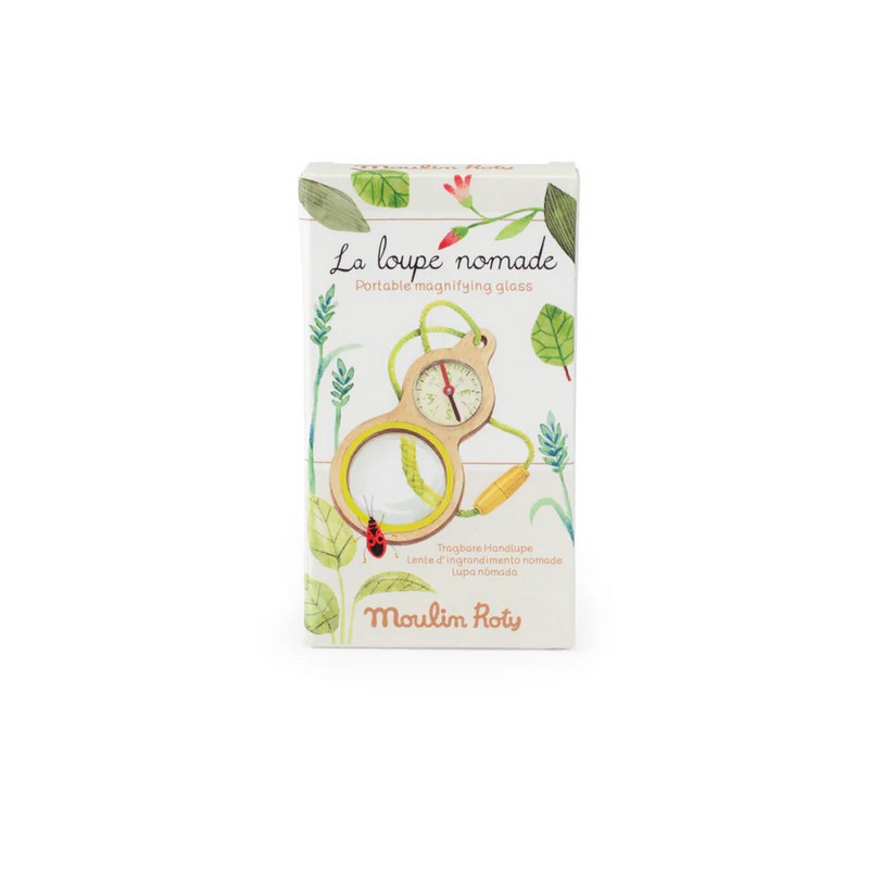 Lente di ingrandimento con bussola in legno