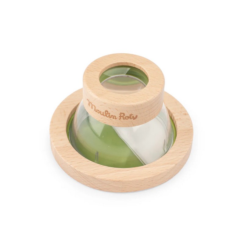 Lente di ingrandimento 6x con contenitore in legno per l'osservazione di campioni simil microscopio, perfetta come idea regalo per bambini che amano stare all'aria aperta