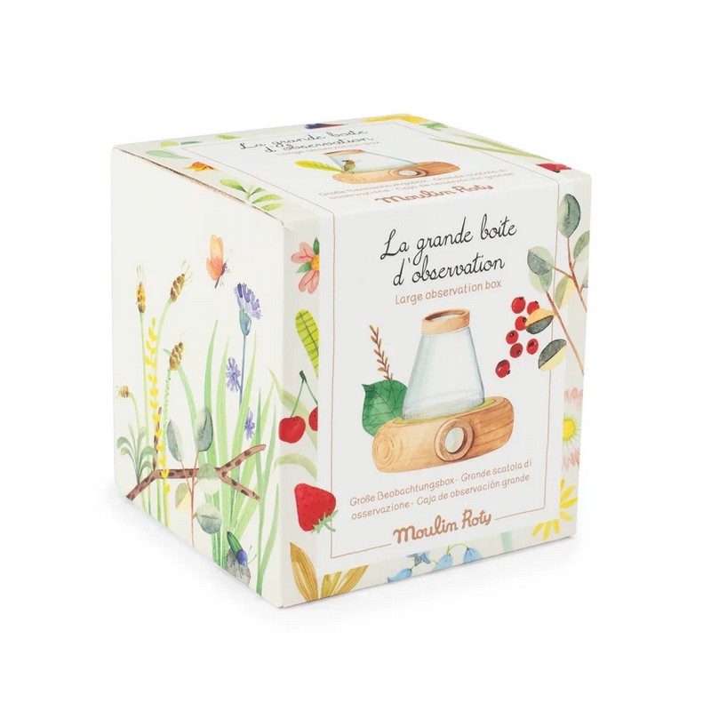 Lente di ingrandimento 6x con contenitore in legno per l'osservazione di campioni simil microscopio, perfetta come idea regalo per bambini curiosi