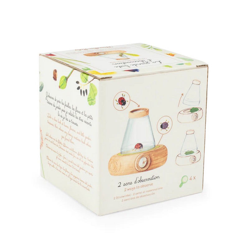 Lente di ingrandimento 6x con contenitore in legno per l'osservazione di campioni simil microscopio, perfetta come idea regalo per bambini curiosi