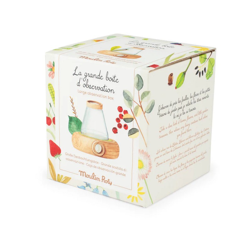 Lente di ingrandimento 6x con contenitore in legno per l'osservazione di campioni simil microscopio, perfetta come idea regalo per bambini curiosi