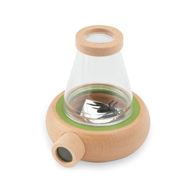 Lente di ingrandimento 6x con contenitore in legno per l'osservazione di campioni simil microscopio, perfetta come idea regalo per bambini curiosi