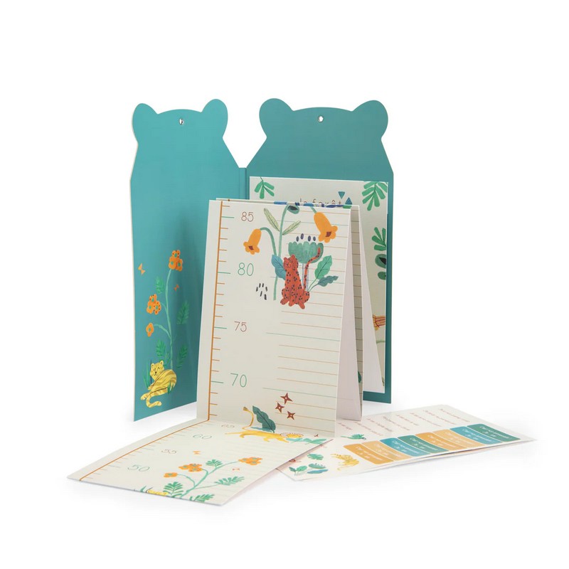 Metro da parete richiudibile decorato con animali, con inclusi adesivi per segnare di volta in volta la propria altezza, una fantastica idea regalo per bambini