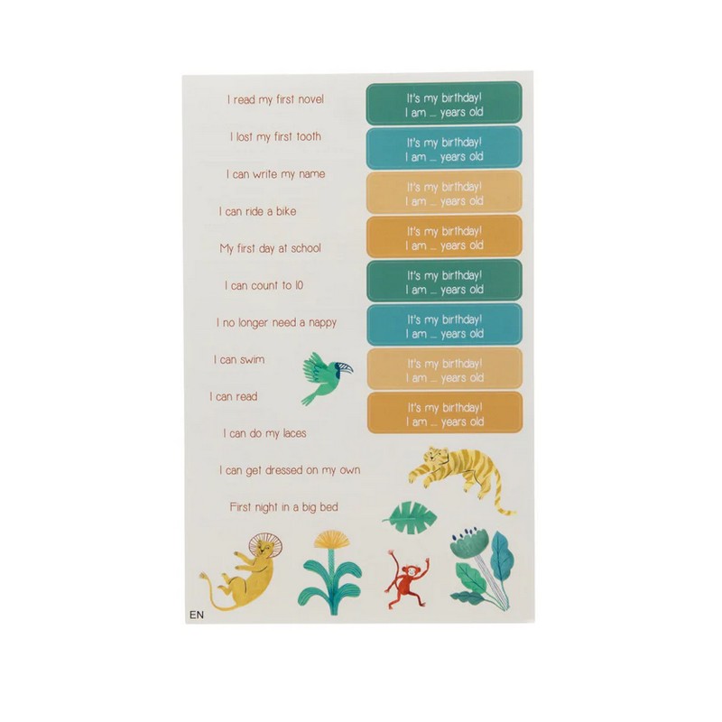 Metro da parete richiudibile decorato con animali, con inclusi adesivi per segnare di volta in volta la propria altezza, una fantastica idea regalo per bambini