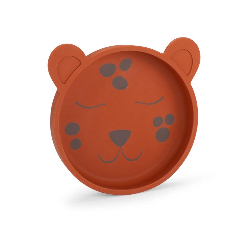 Set pappa da 3 pezzi in silicone alimentare contenente piatto, ciotola e tazza con manici, il tutto decorato con un leopardo, una fantastica idea regalo per bambini, neonati e neogenitori