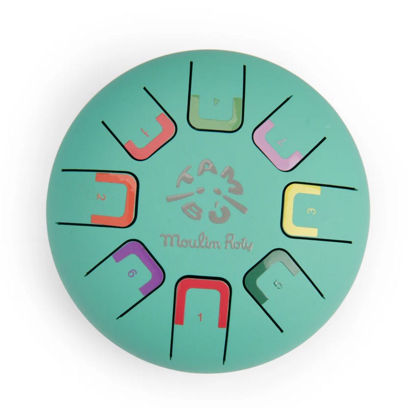 Tamburo a lingue in metallo (steel tongue drums) piccolo di colore azzurro, include bacchette, libretto con canzoni e borsa per il trasporto - una fantastica idea regalo per bambini!