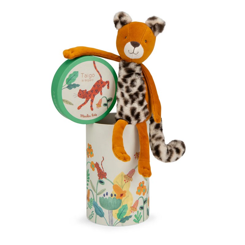 Peluche leopardo in scatola regalo decorata