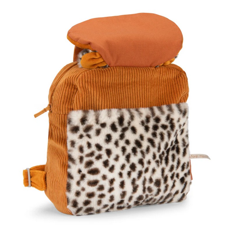 Zaino morbido per bambini a forma di muso di leopardo in velluto