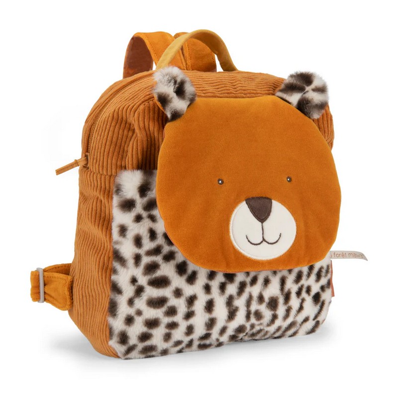 Zaino morbido per bambini a forma di muso di leopardo in velluto