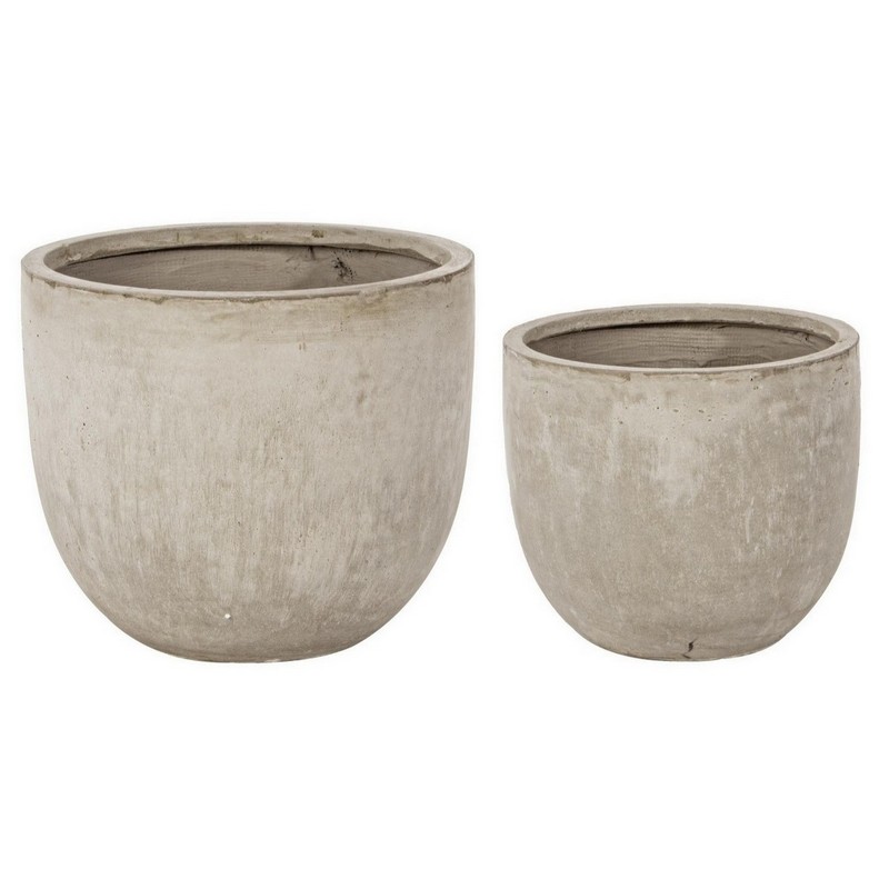 Vaso in argilla e fibra di vetro da esterno con foro di drenaggio, color sabbia