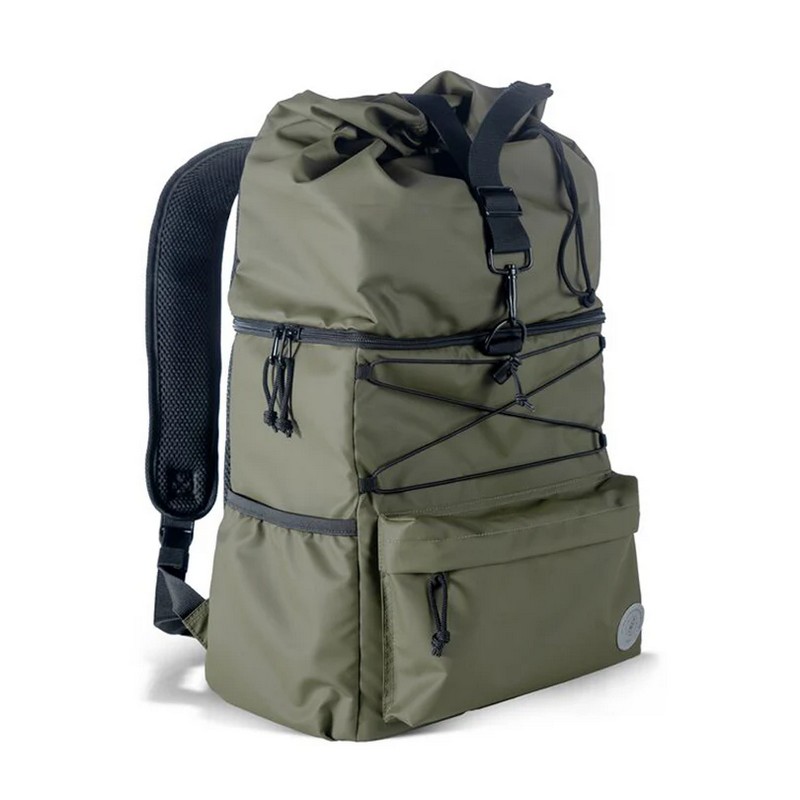 Zaino termico verde da 21 litri diviso in due sezioni, include ice pack