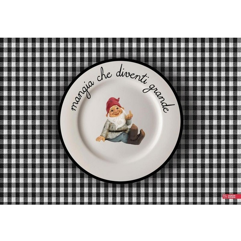 Tovaglietta americana in plastica flessibile decorata con gnomo e scritta “Mangia che diventi grande”