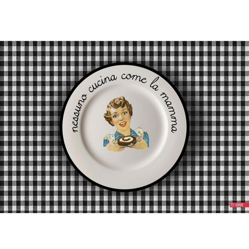 Tovaglietta americana in plastica flessibile decorata con donna e scritta “Nessuno cucina come la mamma”