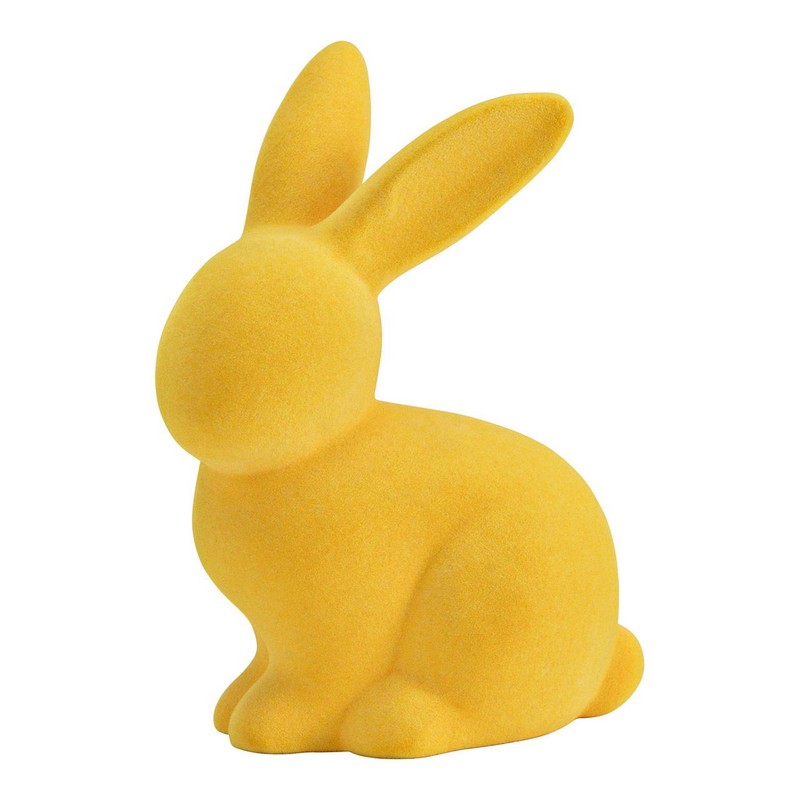 Coniglio pasquale giallo floccato in ceramica