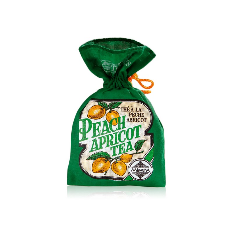 10 filtri di tè alla pesca e albicocca contenuti in un sacchetto di cotone