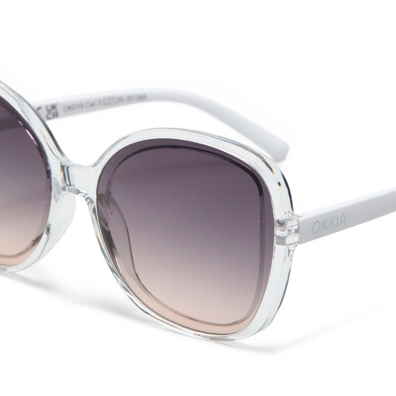 Occhiale da sole butterfly trasparente con lenti nero gradiente