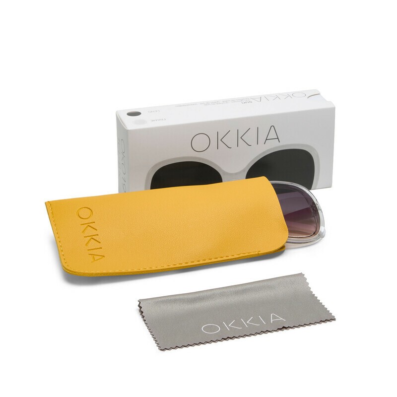 Occhiale da sole butterfly trasparente con lenti nero gradiente