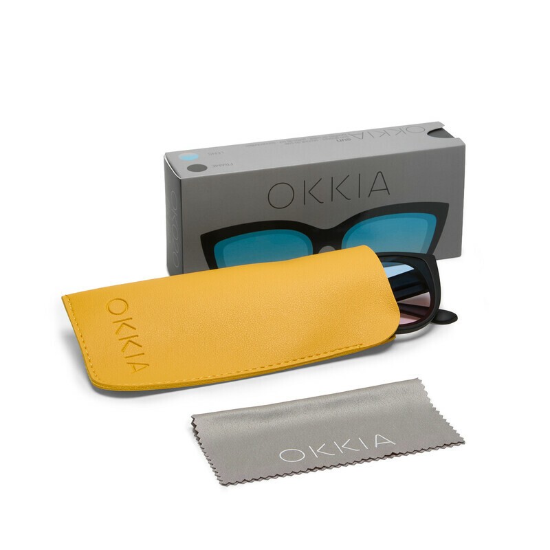 Occhiale da sole gatto trasparente con lenti nero gradiente