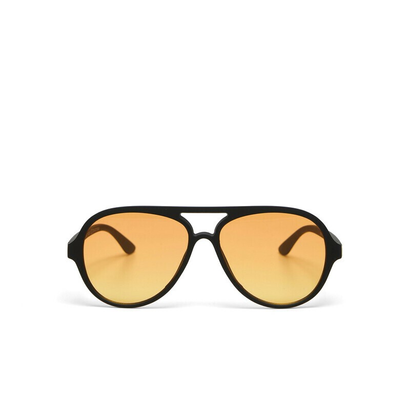Occhiale da sole a goccia nero con lenti giallo gradiente