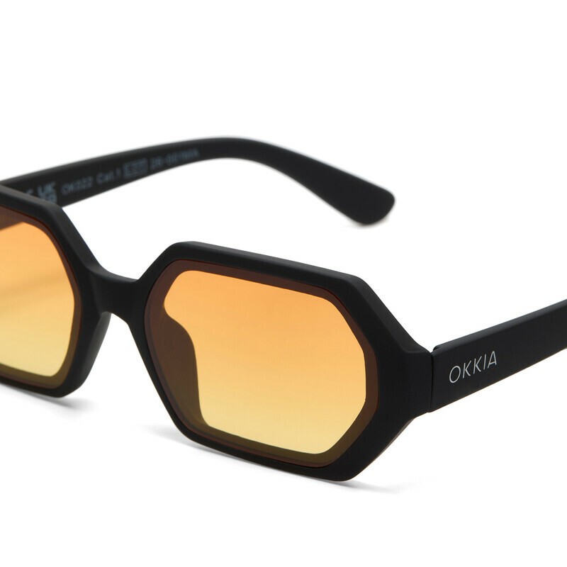 Occhiale da sole esagonale nero con lenti giallo gradiente