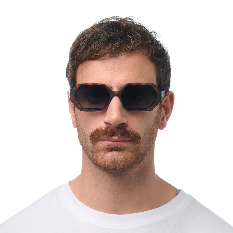 Occhiale da sole esagonale classic havana con lenti verde gradiente