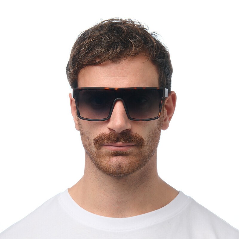 Occhiale da sole a visore classic havana con lenti verde gradiente