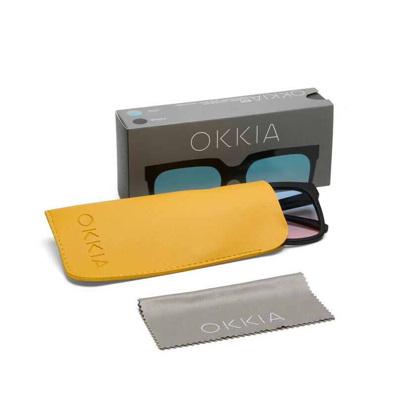 Occhiale da sole squadrato XL nero con lenti blu e rosa