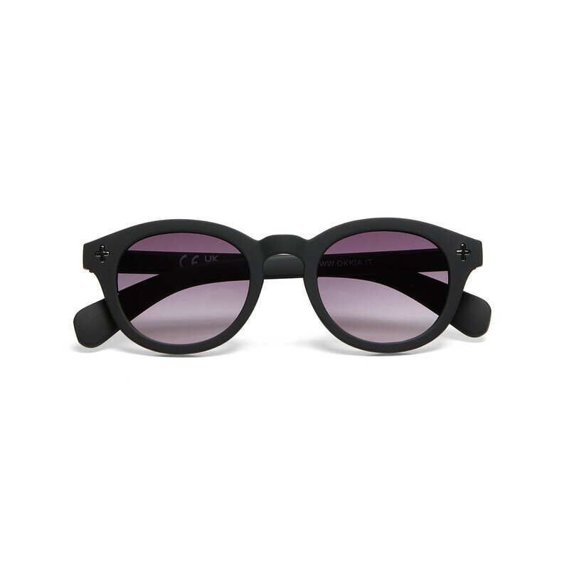 Occhiale da sole tondo nero con lenti nero gradiente