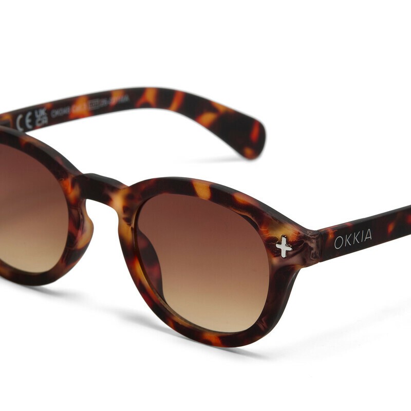 Occhiale da sole tondo havana con lenti marrone gradiente
