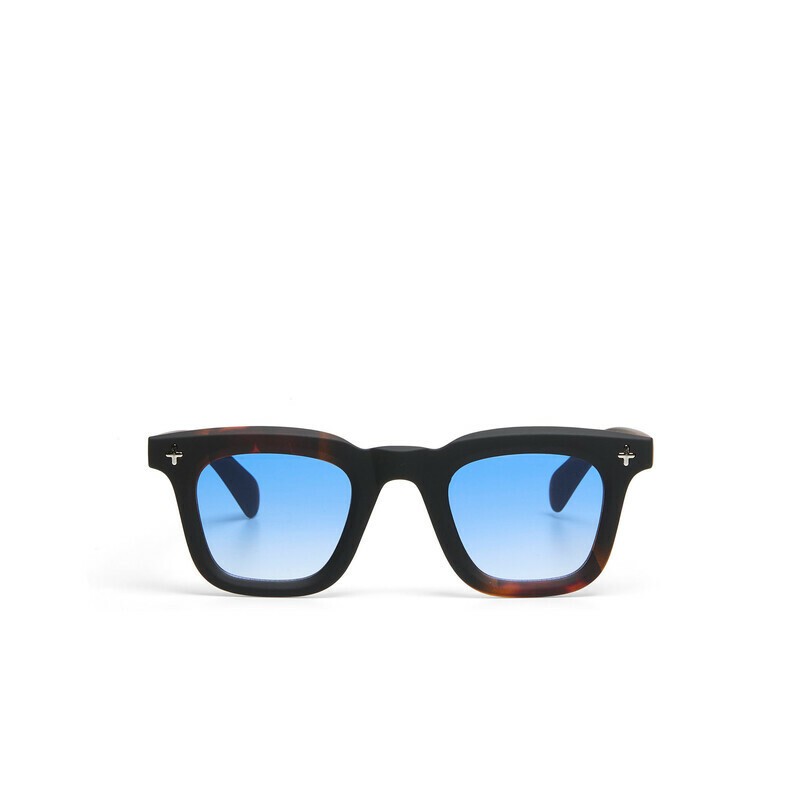 Occhiale da sole squadrato spesso havana nero con lenti blu gradiente