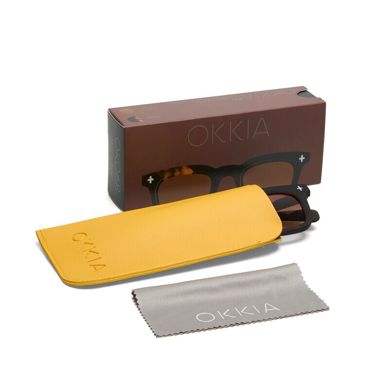 Occhiale da sole squadrato spesso havana nero con lenti marrone gradiente