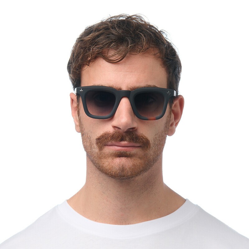 Occhiale da sole squadrato spesso havana nero con lenti verde gradiente