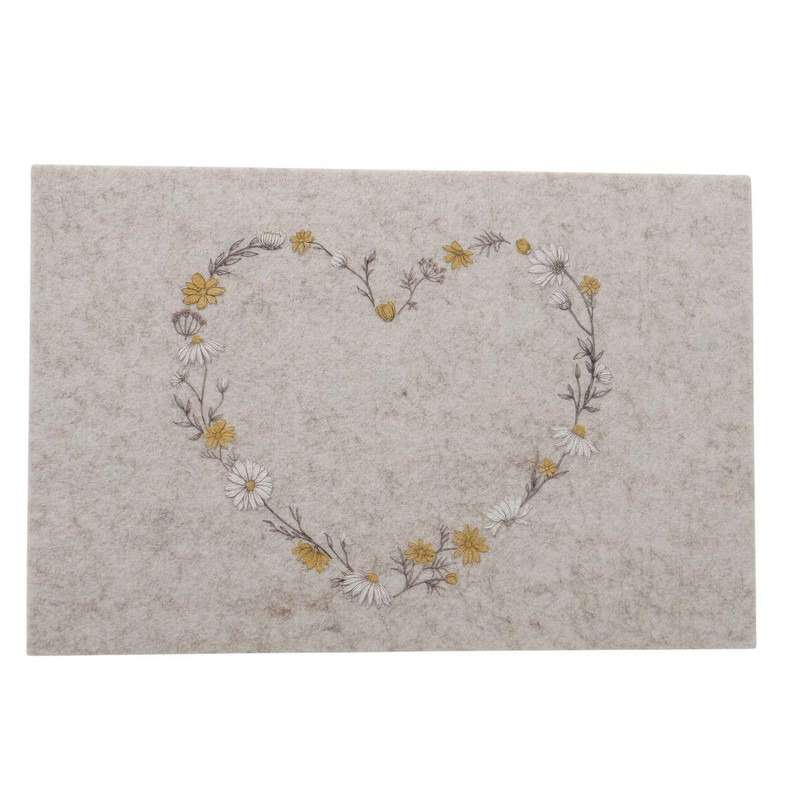 Tovaglietta in feltro decorata con cuore di fiori, perfetta come decoro primaverile