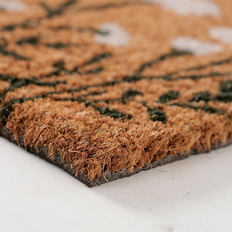 Zerbino con campo di fiori realizzato in fibra di cocco con fondo antiscivolo
