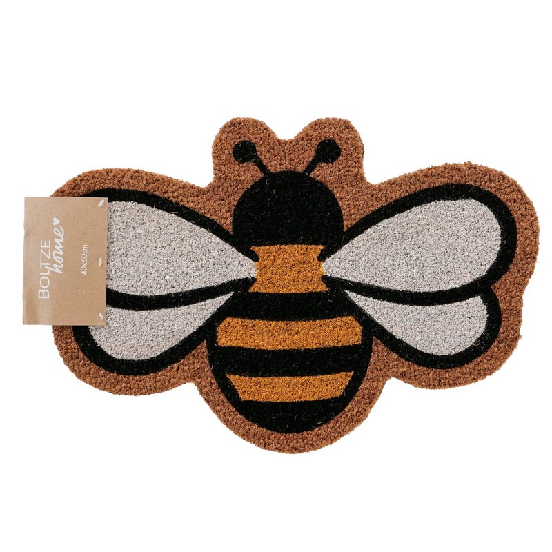 Zerbino a forma di ape realizzato in fibra di cocco con fondo antiscivolo, perfetto per la primavera