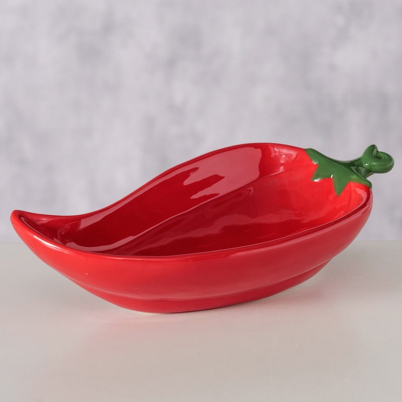 Ciotola a forma di peperoncino rosso in ceramica, adatta al contatto con gli alimenti