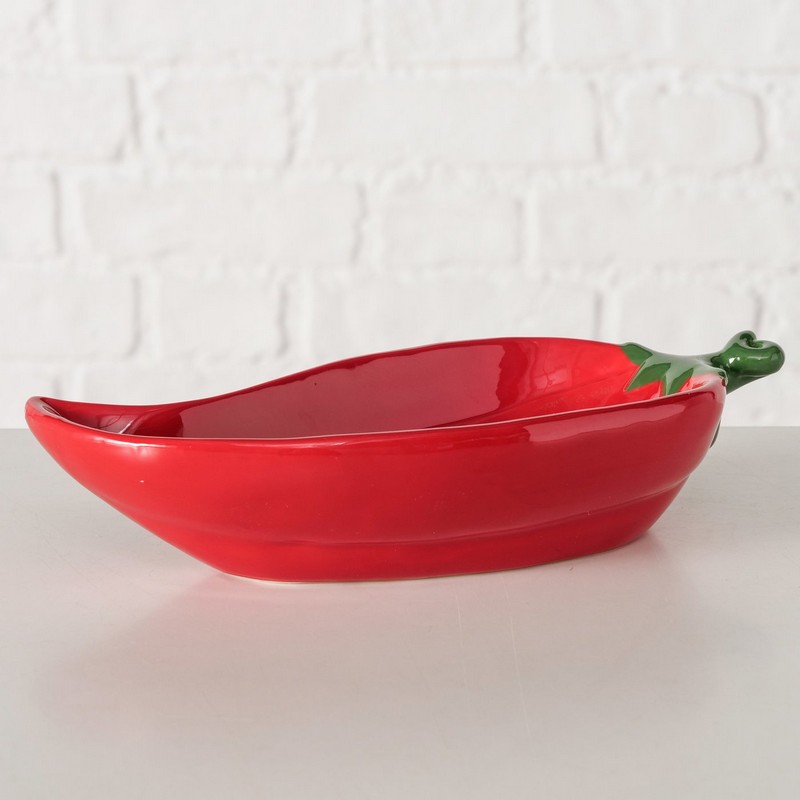 Ciotola a forma di peperoncino rosso in ceramica, adatta al contatto con gli alimenti